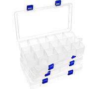 DARUITE Boite Rangement Plastique Compartiment, Boite Compartiment, Petite Boîte de Rangement Transparente Boite Plastique pour Perles, Boucles Doreilles, Outils, Crochet de Pêche, 18Grids-4PCS