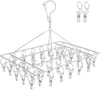 DARUITE Etendoir Chaussette, Séchoir à Chaussettes,Crochet à Linge,Etendoir Linge Exterieur Solide avec 40 Pinces a Linge INOX pour Chaussettes,sous Vetement,Serviettes(1 Pack)