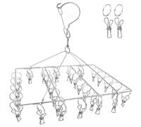 DARUITE Etendoir Chaussette, Séchoir à Chaussettes,Crochet à Linge,Etendoir Linge Exterieur Solide avec 30 Pinces a Linge INOX pour Chaussettes,sous Vetement,Serviettes(1 Pack)