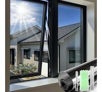 DARUITE Film Fenêtre Anti-Regard Film Miroir pour Fenêtre sans Tain Anti Chaleur Effet Miroir Anti-UV Protection Solaire Film Électrostatique Vitre pour Maisons, Bureau（Noire-Argent，44.3x200cm）