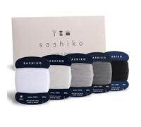 DARUMA Fil Sashiko 100% coton type carte (40 m) x 5 couleurs avec manuel en anglais, ensemble de couture et de broderie (fin, Yukidoke)