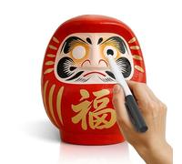 Daruma - Poupée Japonaise Rouge Porte-Bonheur | Figurine Traditionnelle pour Vœux, Réussite, Motivation, Chance | Décoration du Japon Zen Authentique pour Maison, Bureau, Espace Méditation - Taille 1