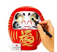 Daruma Rouge Japonais 12 cm (4.7") - Poupée Porte-Bonheur Traditionnelle Fabriquée au Japon | Figurine pour Vœux, Réussite & Motivation | Décoration Zen Authentique pour Maison, Bureau & Méditation