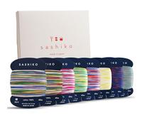 DARUMA Sashiko Lot de 8 fils 100% coton type carte (40 m) x 8 couleurs avec manuel en anglais, ensemble de couture et de broderie (Kasuri)