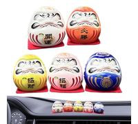 Darumas Dolls - Lot de 5 figurines japonaises - Statue zen Darumaa - Figurine Darumas porte-bonheur - Décoration traditionnelle Feng Shuii - Mini ornements de fortune japonaise pour réussir et fixer
