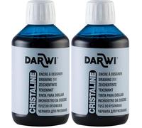 DARWI - DA2300250214C - Un flacon d'Encre à Dessiner transparente et lumineuse - Pour Enfants - Coloris Bleu clair - 250 ML - DARWI CRISTALINE - Aquarellable après séchage (Lot de 2)