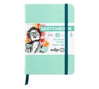 Darwi For You DF80010150003C - Carnet Cousu Sketchbook A6 10,5x14,8 cm 140g - 80 Feuilles Papier Dessin Blanc - Couverture Rigide Vert D'eau