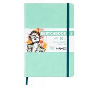 Darwi For You DF80014210003C - Carnet Cousu Sketchbook 14x21 cm 140g - 80 Feuilles Papier Dessin Blanc - Couverture Rigide Vert D'eau