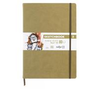 Darwi For You DF80021290005C - Carnet Cousu Sketchbook A4 21x29,7 cm 140g - 80 Feuilles Papier Dessin Blanc - Couverture Rigide Kaki