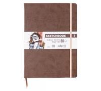Darwi For You DF80021290006C - Carnet Cousu Sketchbook A4 21x29,7 cm 140g - 80 Feuilles Papier Dessin Blanc - Couverture Rigide Brun
