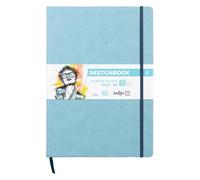 Darwi For You DF80021290008C - Carnet Cousu Sketchbook A4 21x29,7 cm 140g - 80 Feuilles Papier Dessin Blanc - Couverture Rigide Bleu Pâle