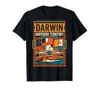 Darwin Drapeau du Territoire du Nord Australie Crocodile Voyage T-Shirt