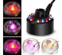 DARY Mist Maker Fogger Humidificateur d'air, atomiseur de machine à brouillard pour fontaine d'eau 12 LED avec adaptateur secteur, brumisateur ultrasons d'eau, étang, Halloween,de Noël