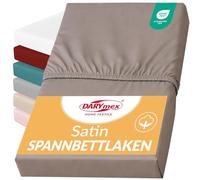 Darymex Drap-Housse 90x200 cm, Coton Satin, Beige Foncé, Matelas 20 cm | Drap-housse satiné lisse et brillant, coton doux, maintien élastique, chambre, hôtel, maison d'hôtes