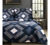 Darymex Draps satin 140x200 1544/1 bleu marine blanc géométrique avec une taie d'oreiller Satynlove