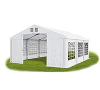 Das Company Tente de fête Blanc 5x6m l'epreuve de l'eau 560 g/m2 La toille PVC Construction Winter Plus Renforcement du Sol renforcée par Entree et Un Toit Tout Temps avec des câbles en Acier