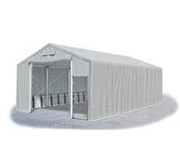 Das Company Tente d'entrepôt 4x8x3m Gris l'epreuve de l'eau 600 g/m2 La toille PVC Construction Winter Plus Renforcement du Sol, par Une Entree et Un Toit Tout Temps avec des câbles en Acier