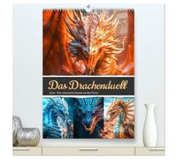 Das Drachenduell (hochwertiger Premium Wandkalender 2026 DIN A2 hoch), Kunstdruck in Hochglanz: Der Kampf um den Thron ist ein Wettkampf, in dem die ... in Duellen unter Beweis stellen müssen.