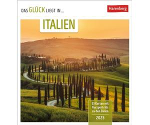 Das Glück liegt in Italien Postkartenkalender 2025 - Wochenenkalender mit 53 Postkarten, 53 besondere Orte entdecken: Reisekalender mit stimmungsvollen Foto-Motiven zum Aufhängen und Aufstellen