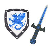 Das Kostümland Épée de chevalier et bouclier en mousse - Ensemble de jouets avec dragon - Bleu