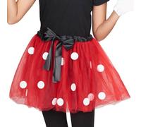 Das Kostümland Jupe tutu Minnie Mouse - Longueur : 45 cm - Jupe en tulle pour femme - Rouge et blanc, rouge, blanc, 46