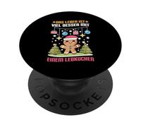 Das Leben Ist Viel Besser Mit Einem Lebkuchen Bonhomme Noël PopSockets PopGrip Adhésif