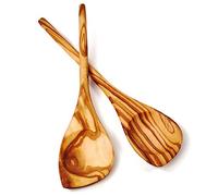 das Olivenholzbrett Cuillère en Bois avec Rond Manche et Une Coin Set 2-30cm