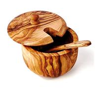 das Olivenholzbrett Dose Inventaire avec Couvercle en Naturel Naturels Bois D'Olivier - 14cm