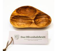 das Olivenholzbrett Olivenholz-Schale avec 3 Compartiments - 20cm