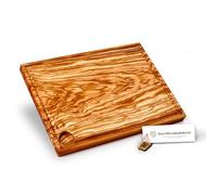 das Olivenholzbrett Planche à découper avec rainure à jus en bois d'olivier / planche à découper en bois d'olivier / grande planche à barbecue en bois d'olivier / rectangulaire / environ 35 cm x 25
