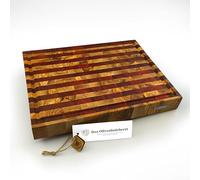 DAS OLIVENHOLZBRETT® / Planche à découper exclusive en bois d'olivier Mosaik & Stripes avec rainure à jus/planche en bois de cerveau de luxe/bois de front/massif/rectangulaire/gouttière/sur demande