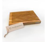 DAS OLIVENHOLZBRETT® Planche à pain en bois d'olivier d'une seule pièce avec rainures fraisées/planche à découper pour pain/nettoyage facile (30 cm x 25 cm)