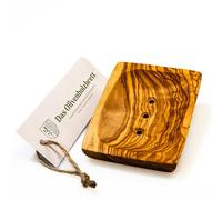 DAS OLIVENHOLZBRETT® Porte-savon en Bois d'Olivier Avec Trous et Gouttière - Rectangulaire ou Carré - 13 cm
