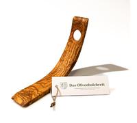 das Olivenholzbrett Range-Bouteilles Sichelförmig Swinging en Bois D'Olivier - 15cm