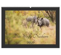 Das Weiße Nashorn (Wandkalender 2026 DIN A2 quer), CALVENDO Monatskalender: Das Breitmaulnashorn, auch Weißes Nashorn genannt, ist eines unserer ... und leider vom Aussterben bedroht.