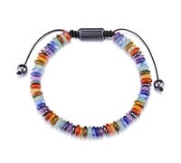 Dasbsug Bracelet unisexe tressé en perles naturelles - Chaîne de main réglable - Accessoire pour activités de plein air - Accessoire en pierre