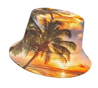 Dasbsug Chapeau bob élégant à motif de paysage tropical, chapeau de pêcheur pour homme et femme, protection solaire, respirant, souple pour voyage, jaune, taille unique