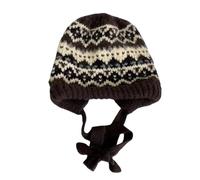 Dasbsug Chapeau ethnique à rabat d'oreille tricoté populaire coupe-vent chaud pull hiver automne chaud doux extensible crâne casquettes tous âges chapeau d'activités de plein air, Marron, Taille