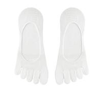 Dasbsug Chaussettes à bout fendu pour femme - Silicone antidérapant - Coton respirant - Cinq doigts invisibles - Coupe basse - Bout fendu - Pas de glissement du talon, blanc, Taille unique