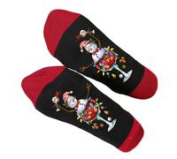 Dasbsug Chaussettes fantaisie amusantes avec motifs de Noël colorés - Bottines décontractées pour mollet - Chaussettes mi-longues pour homme et femme, noir/rouge, Taille unique