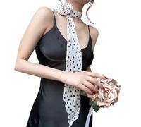 Dasbsug Écharpe élégante en soie à pois - Longue écharpe en soie - Cravate pour femme - Convient pour diverses occasions - Accessoire d'événement pour femme, E, taille unique