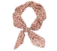 Dasbsug Écharpe en soie imprimée léopard de 65 cm pour femmes et filles, cravate courte, accessoire multifonction tendance pour toutes les tenues comme de la soie, Rose/jaune, taille unique