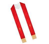Dasbsug Lot de 2 écharpes de pasteur réversibles avec décorations à franges croisées pour mariage, cérémonie, châle de clergé à franges croisées, rouge/blanc, S