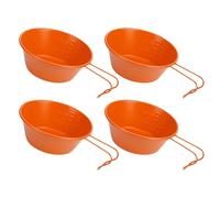 Dasbsug Lot de 4 bols mélangeurs en acier inoxydable antiadhésifs avec poignée pliable - Vaisselle de camping portable pour économiser de l'espace