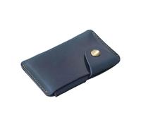 Dasbsug Petits porte-cartes de crédit pour homme et femme - Étui portefeuille en cuir avec fermeture à bouton - Petit porte-monnaie avec fermeture à pression, Bleu Pan
