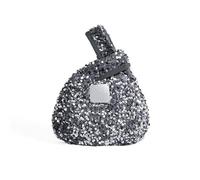 Dasbsug Pochette à paillettes pour femme, sac à main triangulaire élégant pour mariage, fête, bal de fin d'année, sac de soirée pour femme, sac à main de luxe, Gris argenté, Taille unique