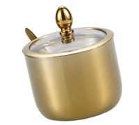 Dasbsug Pots à condiments pratiques pour sel, bonbons, sucriers modernes en acier inoxydable 304 doré/argenté avec cuillère pour la cuisine, pot à condiments multifonction