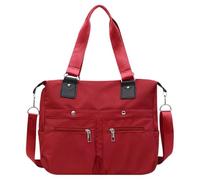 Dasbsug Sac à main en toile pour femme - Style décontracté - Multi-poches - Sac à bandoulière - Sac à main quotidien - Sac de travail pour ordinateur portable, Rouge, One Size