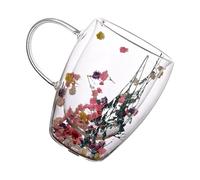 Dasbsug Tasse à boisson décorative avec fleurs séchées en verre borosilicate transparent - Verre élégant - Décoration de fleurs sèches