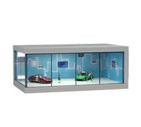 Dascast Étui d'affichage de voiture modèle de voiture, simulation 1/64 échelle de stationnement avec cadeau de collecteur léger, atelier de réparation, lumière LED, parc 3D roulement de modèle boîte